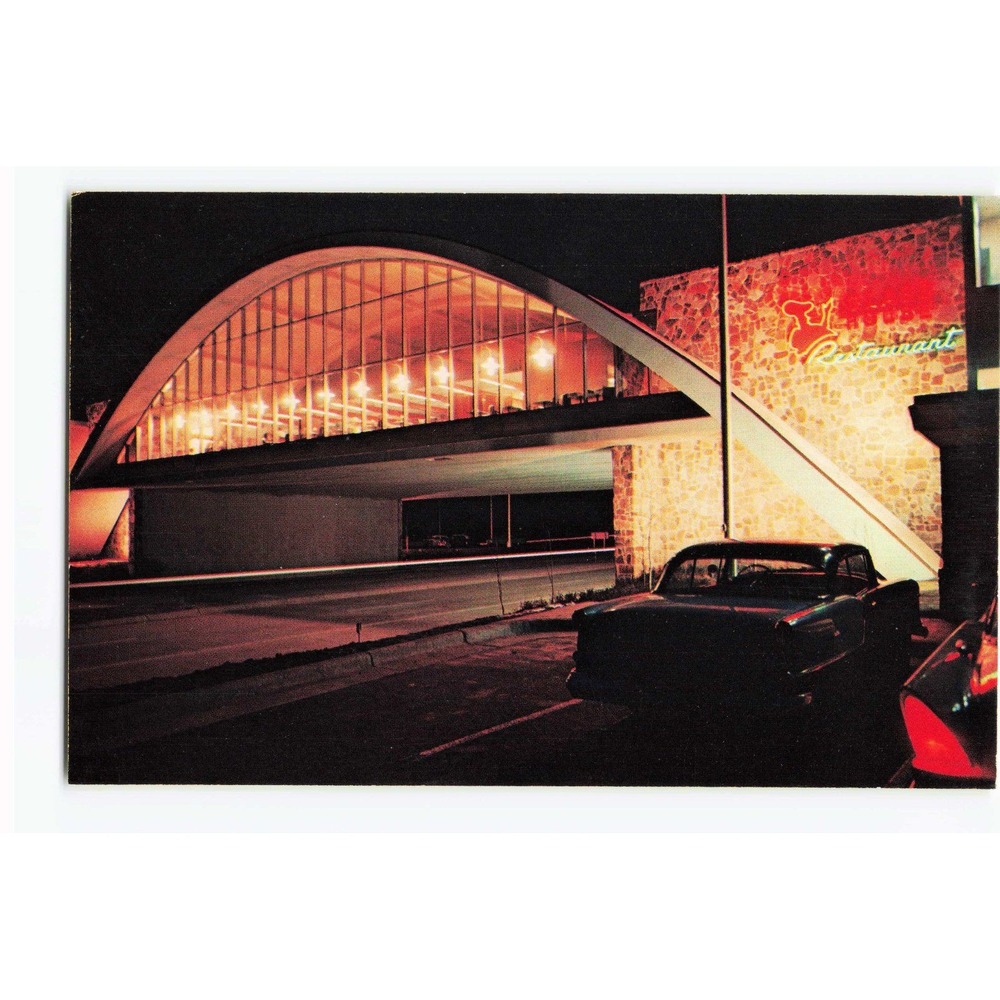 Vintage Glass House Restaurant Postcard Will Rogers Turnpike Vinita Oklahoma